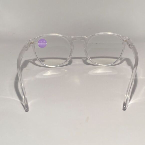 Reading Glasses 1.50 Sleek Sleek Shiny Clear Round NWT - Picture 4 of 8